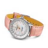  Shop Authentic Breitling Navitimer Automatic 35 Mother of Pearl Dial Pink Leather Strap Watch for Women - A17395211A1P3 - Luxxuri