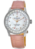  Shop Authentic Breitling Navitimer Automatic 35 Mother of Pearl Dial Pink Leather Strap Watch for Women - A17395211A1P3 - Luxxuri