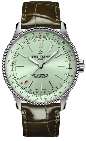  Shop Authentic Breitling Navitimer Automatic 35 Green Dial Green Leather Strap Watch for Women - A17395361L1P1 - Luxxuri
