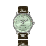  Shop Authentic Breitling Navitimer Automatic 35 Green Dial Green Leather Strap Watch for Women - A17395361L1P1 - Luxxuri
