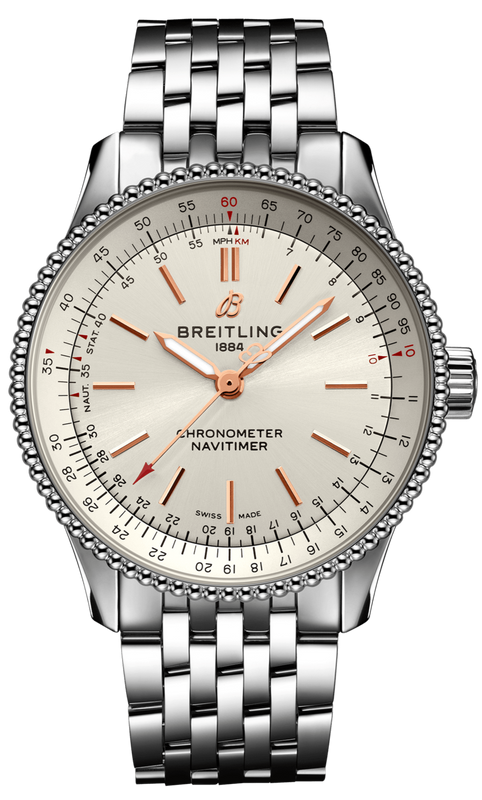  Shop Authentic Breitling Navitimer Automatic 35 White Dial Silver Steel Strap Watch for Men - A17395F41G1A1 - Luxxuri