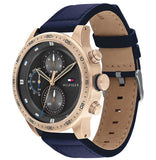  Shop Authentic Tommy Hilfiger Trent Chronograph Grey Dial Black Leather Strap Watch For Men - 1791808 - Luxxuri