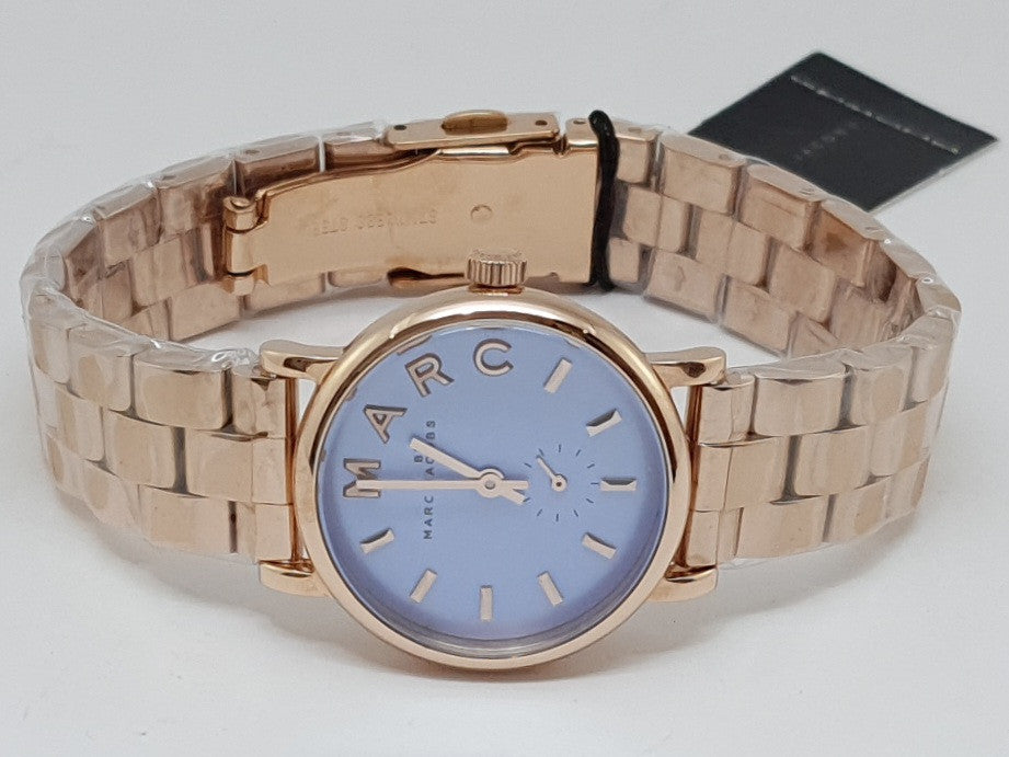  Shop Authentic Marc Jacobs Mini Baker Blue Dial Rose Gold Steel Strap Watch for Women - MBM3285 - Luxxuri