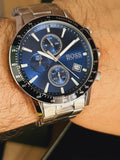  Shop Authentic Hugo Boss Rafale Quartz Blue Dial Silver Steel Strap Watch for Men - 1513510 - Luxxuri