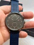  Shop Authentic Tommy Hilfiger Chase Grey Dial Blue Leather Strap Watch for Men - 1791578 - Luxxuri