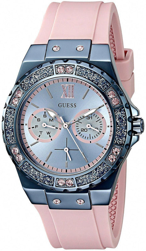  Shop Authentic Guess Limelight Blue Dial Pink Rubber Strap Watch For Women - W0775L5 - Luxxuri