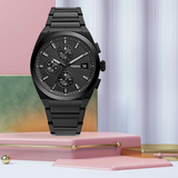  Shop Authentic Fossil Everett Chronograph Black Dial Black Steel Strap Watch for Men - FS5797 - Luxxuri