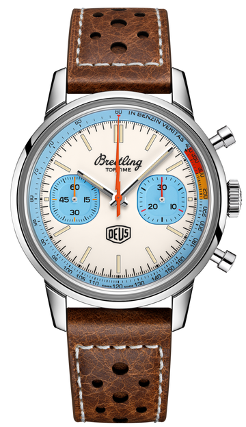  Shop Authentic Breitling Top Time Deus Limited Edition White Dial Brown Leather Strap Watch for Men - A233112A1A1X1 - Luxxuri
