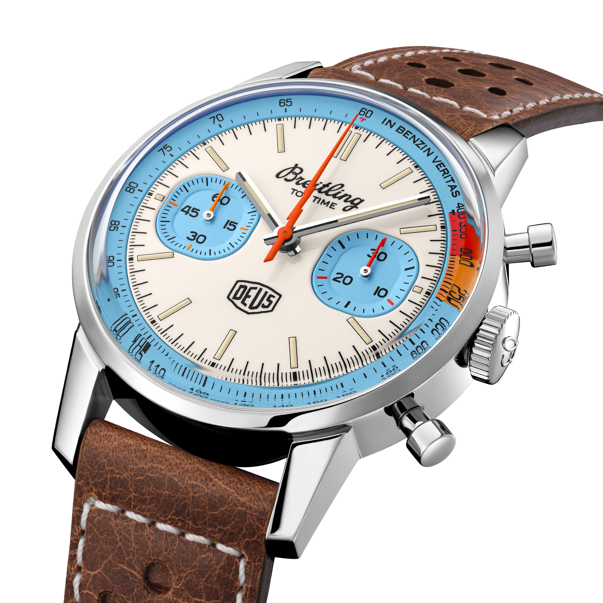  Shop Authentic Breitling Top Time Deus Limited Edition White Dial Brown Leather Strap Watch for Men - A233112A1A1X1 - Luxxuri