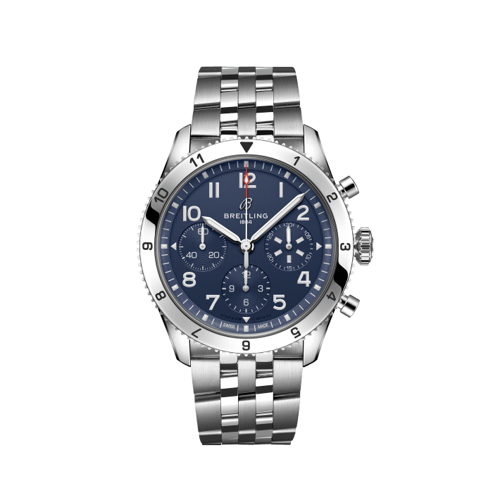  Shop Authentic Breitling Avi Chronograph 42 Tribute to Vought F4U Corsair Blue Dial Silver Steel Strap Watch for Men - A233801A1C1A1 - Luxxuri
