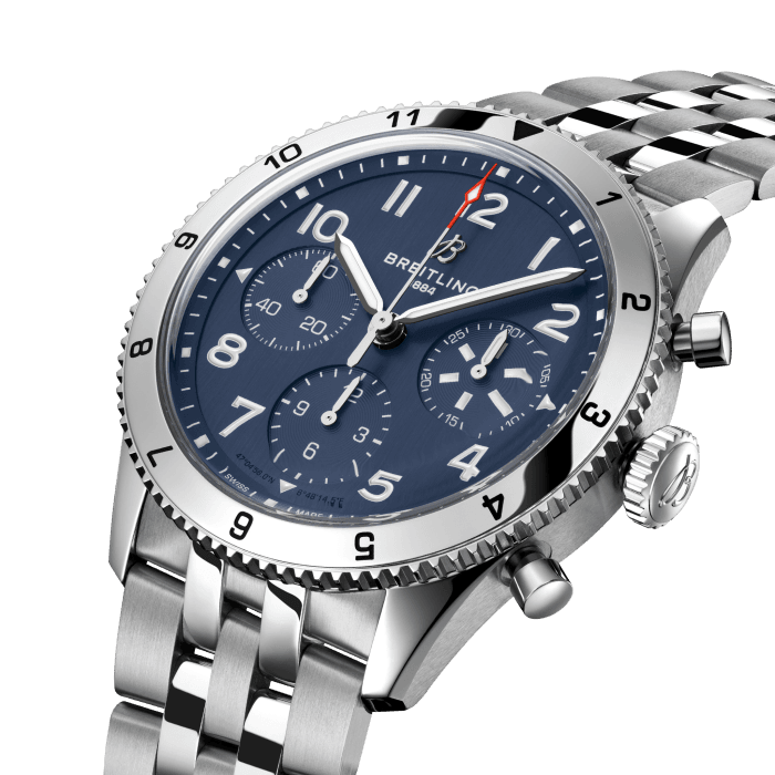 Shop Authentic Breitling Avi Chronograph 42 Tribute to Vought F4U Corsair Blue Dial Silver Steel Strap Watch for Men - A233801A1C1A1 - Luxxuri