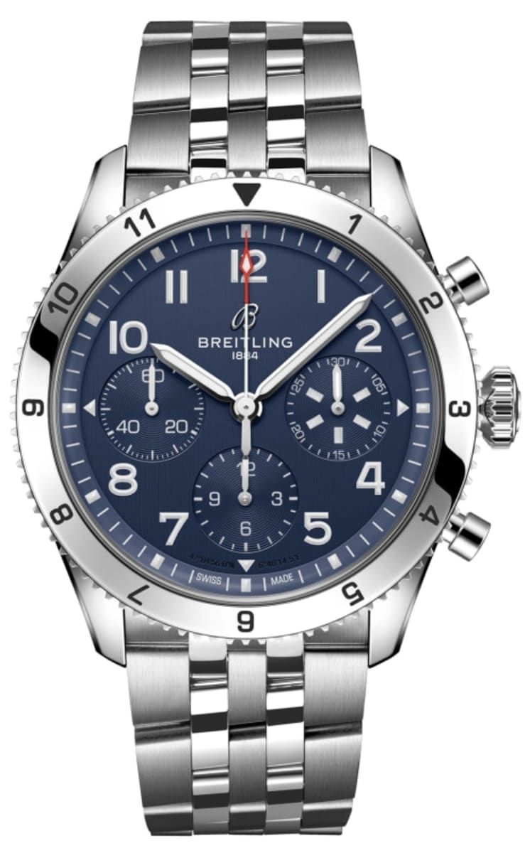  Shop Authentic Breitling Avi Chronograph 42 Tribute to Vought F4U Corsair Blue Dial Silver Steel Strap Watch for Men - A233801A1C1A1 - Luxxuri