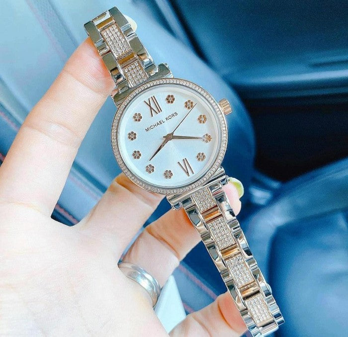  Shop Authentic Michael Kors Sophie Chronograph Silver Dial Two Tone Steel Strap Watch For Women - MK3880 - Luxxuri