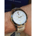  Shop Authentic Tommy Hilfiger Sport White Dial Gold Steel Strap Watch for Men - 1791365 - Luxxuri
