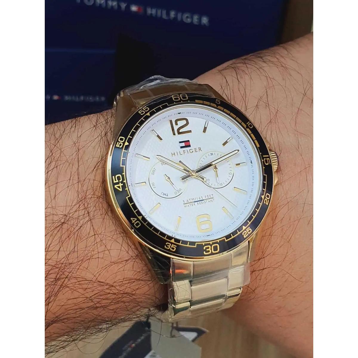  Shop Authentic Tommy Hilfiger Sport White Dial Gold Steel Strap Watch for Men - 1791365 - Luxxuri