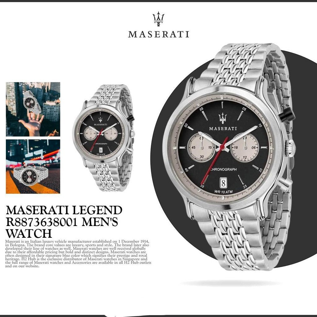  Shop Authentic Maserati Legend Chronograph Black Dial Stainless Steel Watch For Men - R8873638001 - Luxxuri