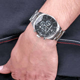  Shop Authentic Emporio Armani Sportivo Chronograph Black Dial Silver Stainless Steel Watch For Men - AR0585 - Luxxuri