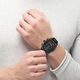  Shop Authentic Hugo Boss Blackout Chronograph Black Dial Black Leather Strap Watch For Men - HB1512567 - Luxxuri