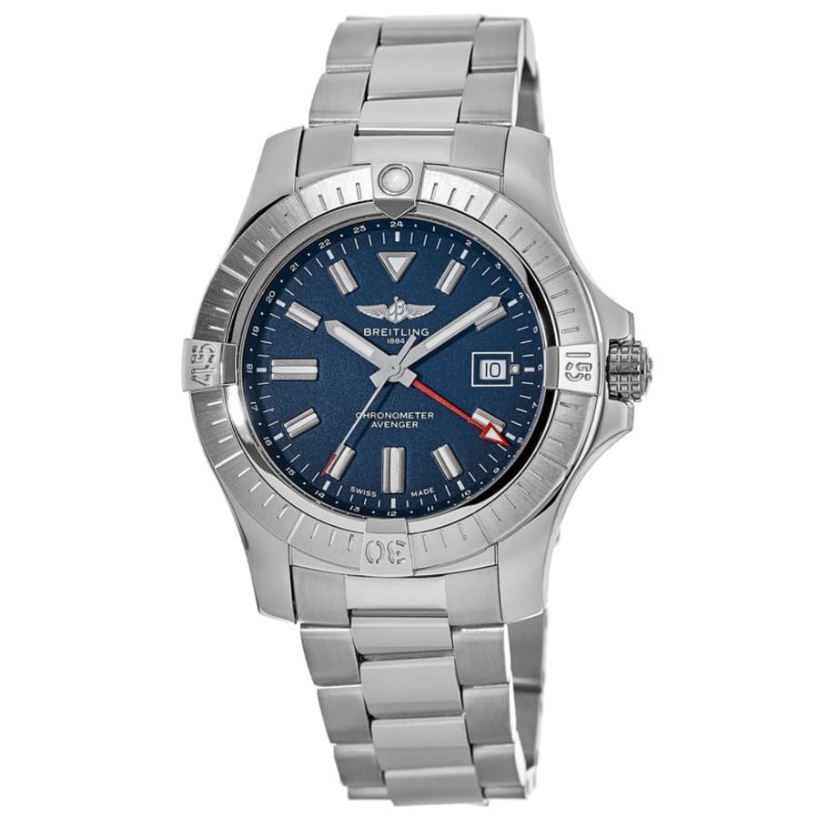  Shop Authentic Breitling Avenger Automatic GMT 45 Blue Dial Silver Steel Strap Watch for Men - A32395101C1A1 - Luxxuri