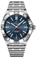 Breitling Chronomat GMT 40 Blue Dial Silver Steel Strap Watch for Men - A32398101C1A1