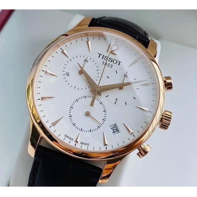  Shop Authentic Tissot T Classic Tradition Chronograph White Dial Brown Leather Strap Watch For Men - T063.617.36.037.00 - Luxxuri