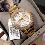  Shop Authentic Guess Dazzler Diamonds Silver Dial Gold Steel Strap Watch for Women - W0335L2 - Luxxuri