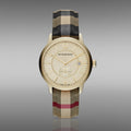 Burberry The Classic Round Gold Dial Brown Leather Strap Unisex Watch - BU10001
