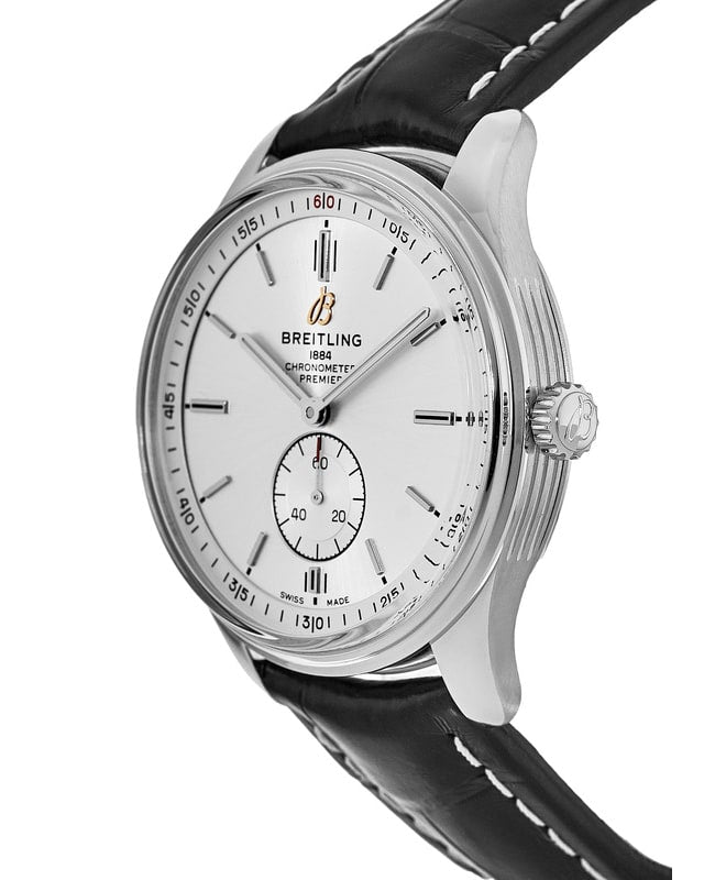  Shop Authentic Breitling Premier Automatic 40mm Silver Dial Black Leather Strap Watch for Men - A37340351G1P1 - Luxxuri