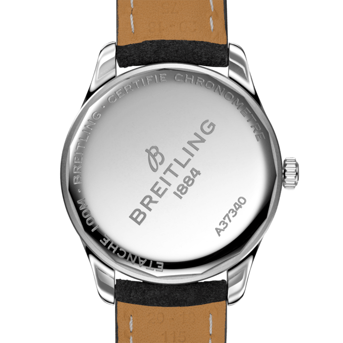 Breitling Premier Automatic 40mm Silver Dial Black Leather Strap Watch for Men - A37340351G1P1