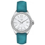  Shop Authentic Tag Heuer Formula 1 Quartz Diamonds Mother of Pearl Dial Blue Leather Strap Watch for Women - WBJ131A.FC8256 - Luxxuri