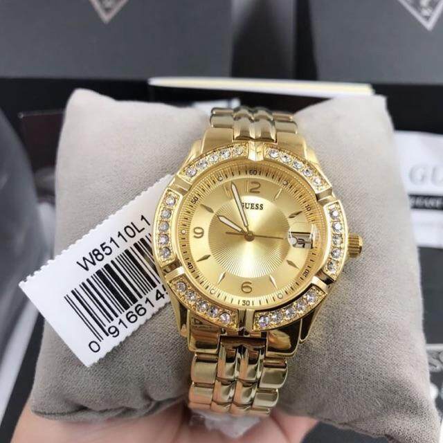  Shop Authentic Guess Dazzling Diamonds Gold Dial Gold Steel Strap Watch for Women - W85110L1 - Luxxuri