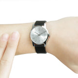  Shop Authentic Calvin Klein City Silver Dial Black Leather Strap Watch For Women - K2G231C6 - Luxxuri