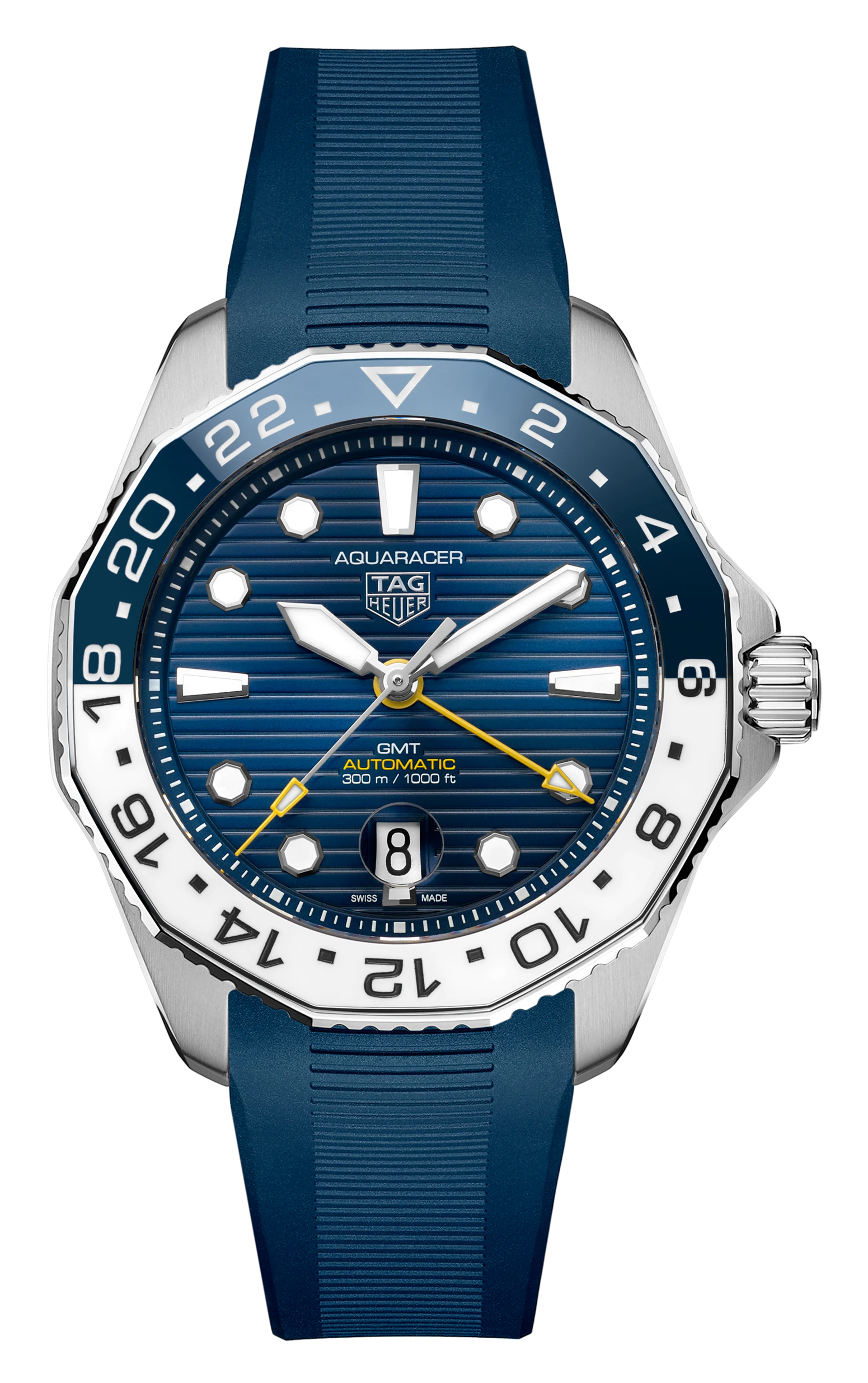  Shop Authentic Tag Heuer Aquaracer Professional 300 GMT Automatic Blue Dial Blue Rubber Strap Watch for Men - WBP2010.FT6198 - Luxxuri