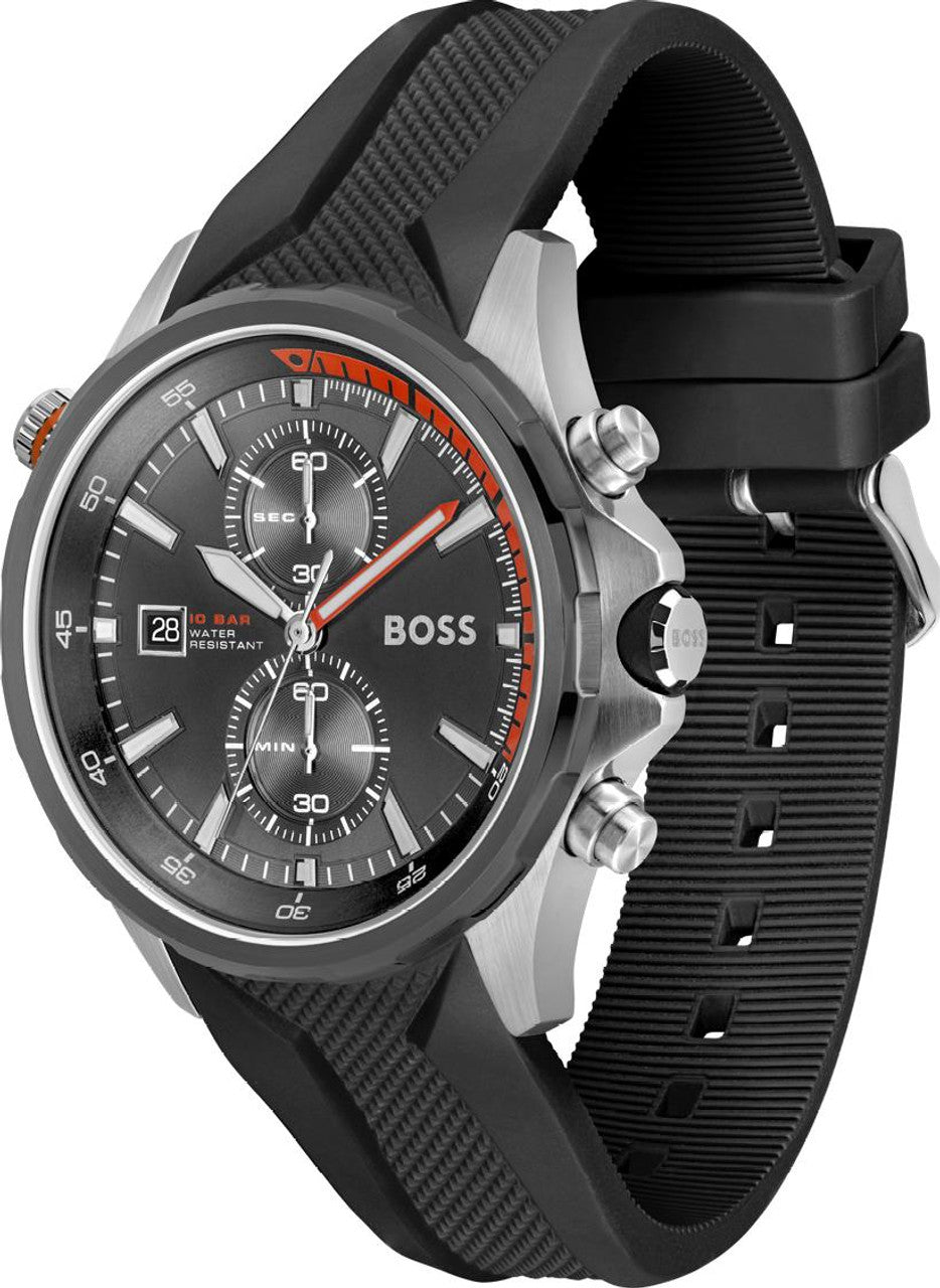  Shop Authentic Hugo Boss Globetrotter Grey Dial Black Silicone Strap Watch for Men - 1513931 - Luxxuri