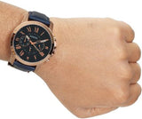 Shop Authentic Fossil Grant Chronograph Blue Dial Blue Leather Strap Watch for Men - FS4835 - Luxxuri