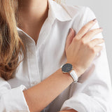  Shop Authentic Daniel Wellington Classic Petite Bondi Black Dial White Leather Strap Watch For Women - DW00100285 - Luxxuri