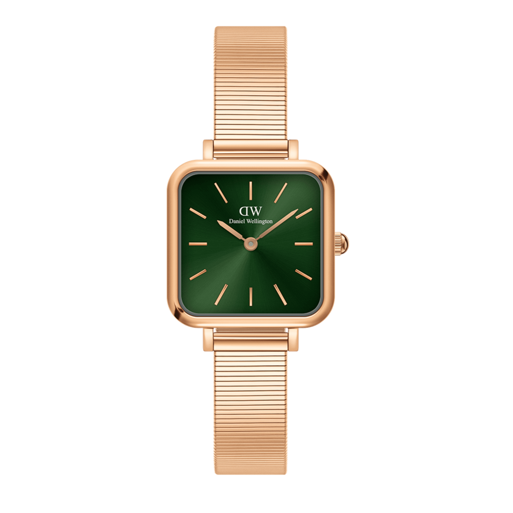  Shop Authentic Daniel Wellington Quadro Studio Green Dial Rose Gold Mesh Strap Watch For Women - DW00100520 - Luxxuri