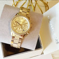  Shop Authentic Michael Kors Ritz Chronograph Gold Dial Gold Steel Strap Watch For Women - MK6597 - Luxxuri