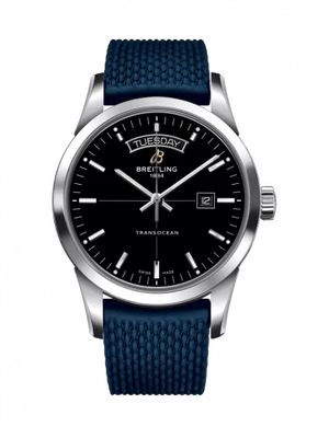  Shop Authentic Breitling Transocean Day & Date 42mm Automatic Black Dial Blue Mesh Bracelet Mens Watch - A4531012/BB69/280S/ A20S.1 - Luxxuri