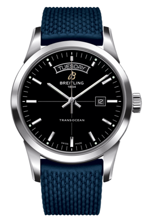  Shop Authentic Breitling Transocean Day & Date 42mm Automatic Black Dial Blue Mesh Bracelet Mens Watch - A4531012/BB69/280S/ A20S.1 - Luxxuri