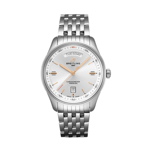  Shop Authentic Breitling Premier Automatic Day & Date 40mm Stainless Steel Mens Watch - A45340211G1A1 - Luxxuri