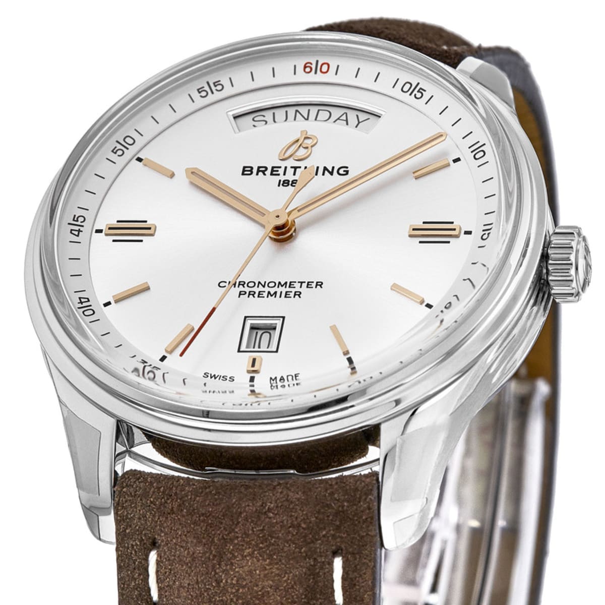  Shop Authentic Breitling Premier Automatic Chronometer 40mm Silver Dial Mens Watch - A45340211G1X3 - Luxxuri