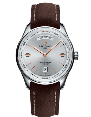  Shop Authentic Breitling Premier Automatic Chronometer 40mm Silver Dial Mens Watch - A45340211G1X3 - Luxxuri