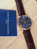  Shop Authentic Tommy Hilfiger Aiden Quartz Blue Dial Brown Leather Strap Watch for Men - 1791308 - Luxxuri