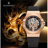  Shop Authentic Maserati Potenza Limited Edition Automatic Skeleton Black Dial Black Leather Strap Watch For Men - R8821108025 - Luxxuri