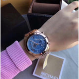  Shop Authentic Michael Kors Runway Stop Hunger Quartz Blue Dial Rose Gold Steel Strap Watch For Men - MK8358 - Luxxuri