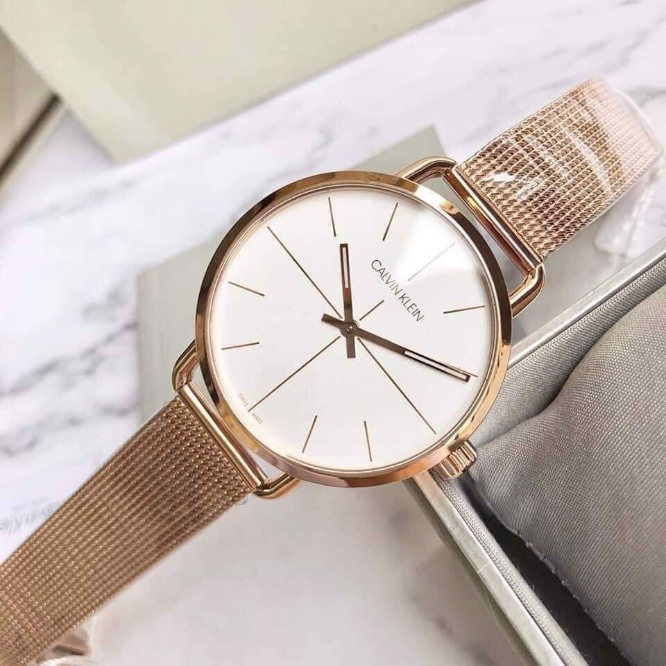 Shop Authentic Calvin Klein Even White Dial Rose Gold Mesh Bracelet Watch for Women - K7B21626 - Luxxuri