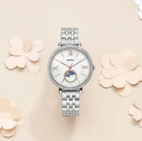  Shop Authentic Fossil Jacqueline Multifunction Moonphase White Dial Silver Steel Strap Watch for Women - ES5164 - Luxxuri