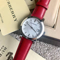  Shop Authentic Burberry The City Silver Dial Red Leather Strap Watch for Women - BU9129 - Luxxuri