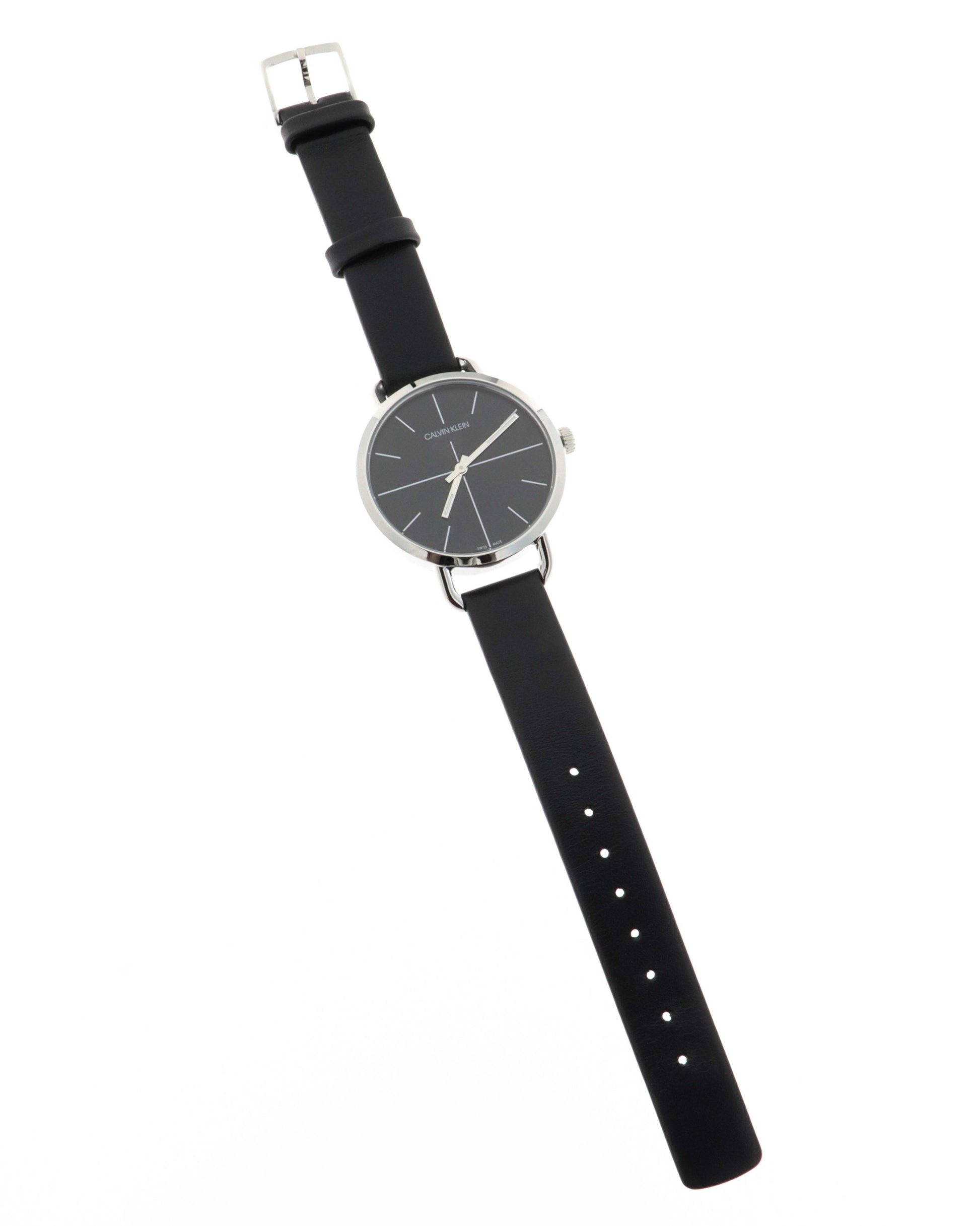  Shop Authentic Calvin Klein Even Black Dial Black Leather Strap Watch for Women  - K7B231CZ - Luxxuri